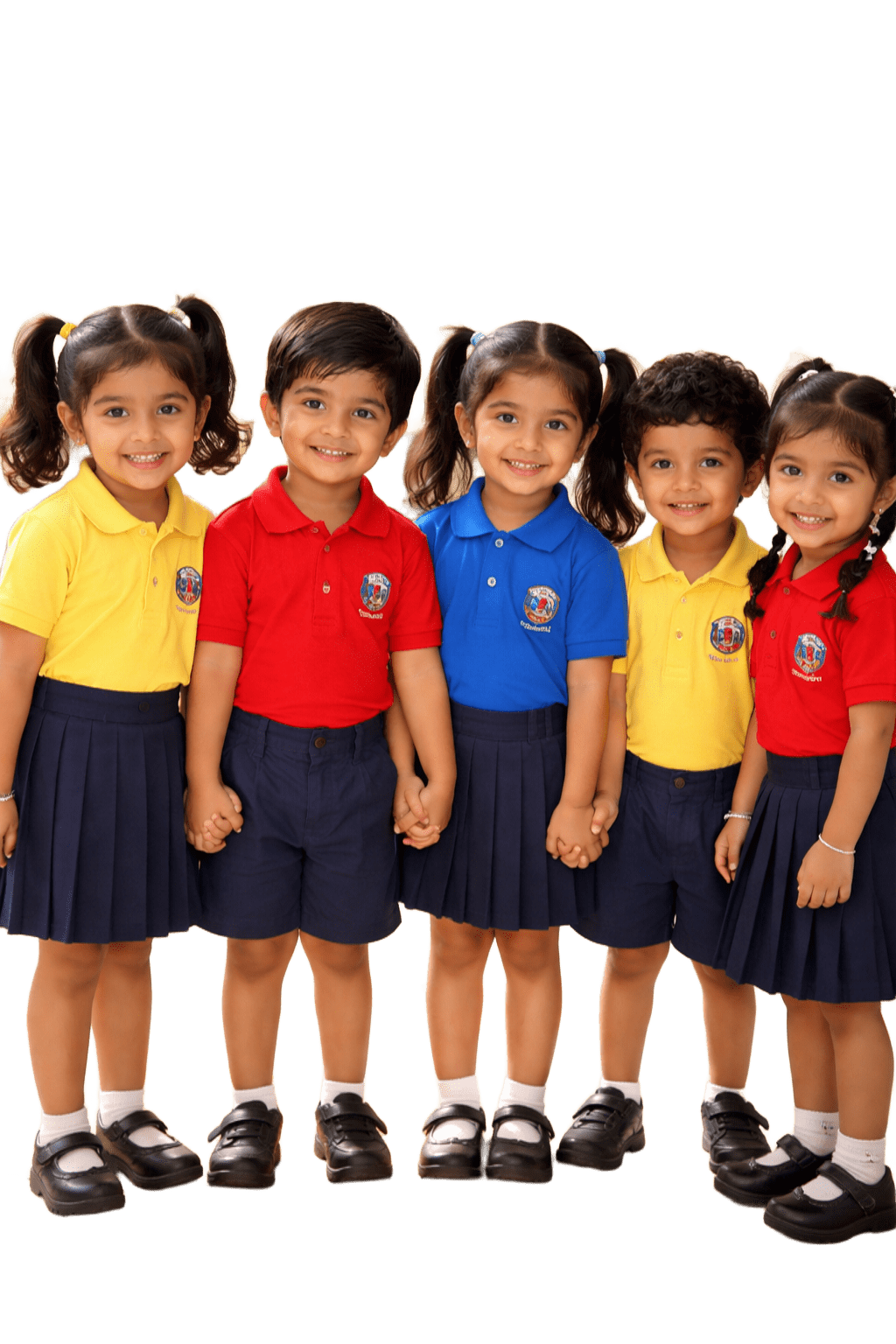 Happy Preschool Children in Vibrant School Uniforms at a Kindergarten